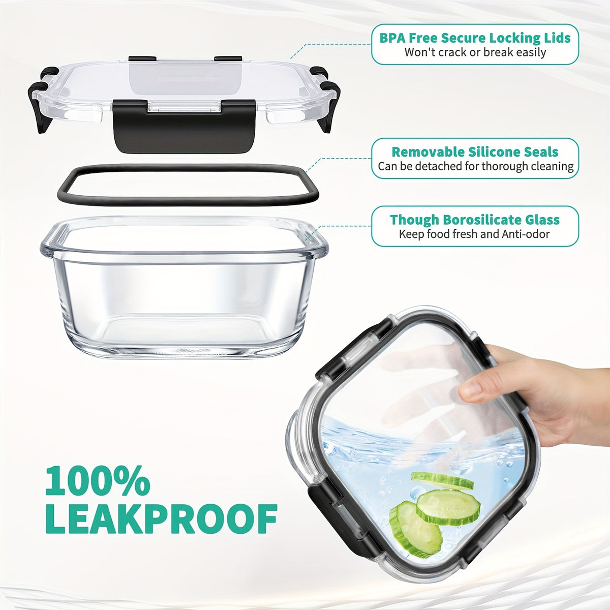 34pcs Glass Food Storage Container Set With Lids-ideal For Lunches, Pantry Organization, And Kitchen Use. These Leak-proof, Airtight Glass Containers Are Safe For Use In The Microwave, Oven, Refrigerator, And Dishwasher.