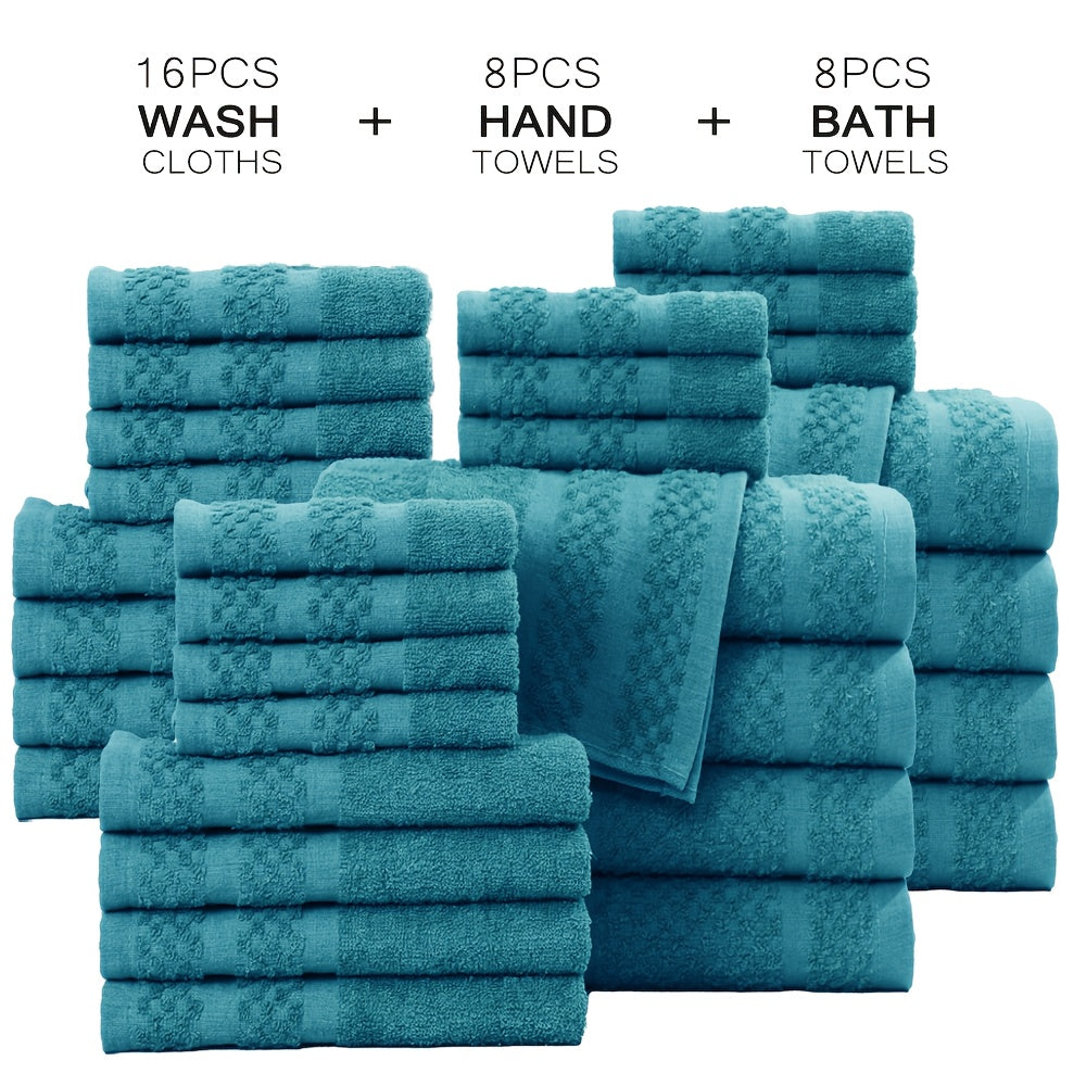 32pcs/16pcs/10pcs Bath Towel Set, 4pcs Bath Towels&2pcs Hand Towels&4pcs Washcloths, Solid Color, Cotton Towel, Absorbent, Quick-drying, Soft And Comfortable, Bathroom Supplies, Towels for Bathroom, Shower And Hotel