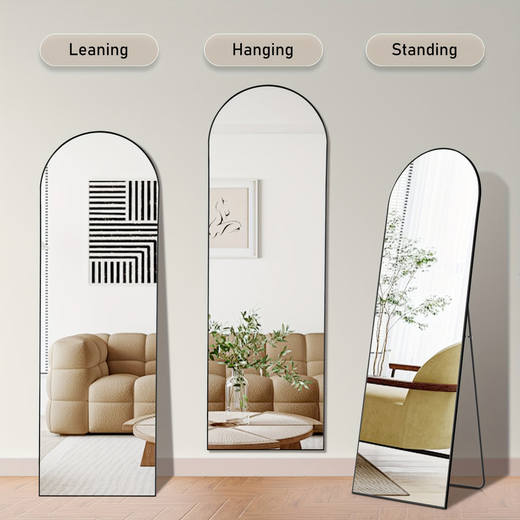 Arched Full Length Mirror, Full Body Free Standing Leaning Mirror Hanging Mounted Mirror Modern Simple Tall Home Decor for Living Room Bedroom Cloakroom