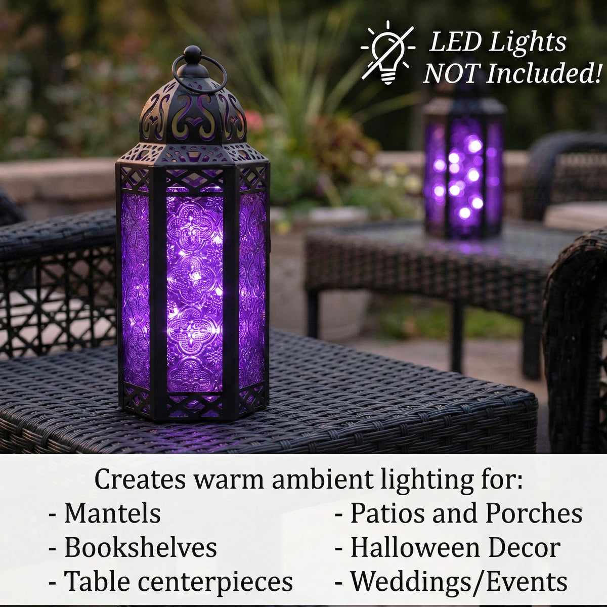 Decorative Moroccan Candle Lantern Holder, Medium, 10.5" Tall
