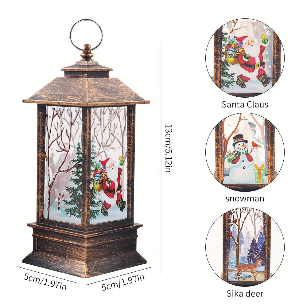 3pcs Christmas Lantern Candlestick Light Nightlight Old Man Snowman Decoration Nightlight Table Decoration Christmas Decorations