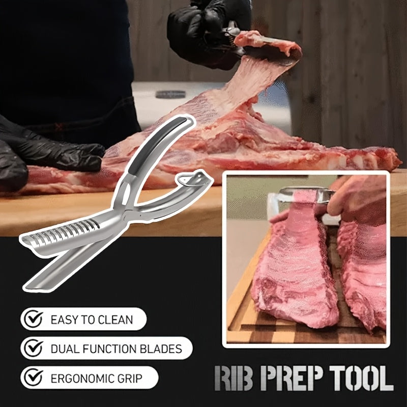 Stainless Steel BBQ Rib Peeler - Manual Rib Removal Tool, Easy Rib Preparation with Ergonomic Handle, Food Grade Durable Kitchen Gadget for Home Cooks And Professional Chefs, Piercing Design