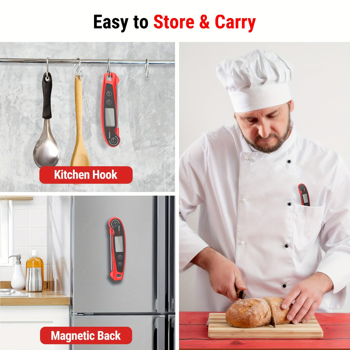 TempPro F05 Digital Meat Thermometer for Cooking with Motion Sensing, Food Thermometer for Kitchen BBQ Oil Grill Smoker Candy Thermometer