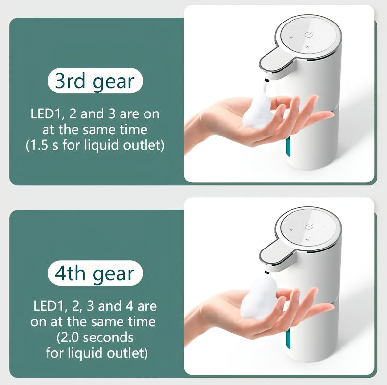 Smart Sensor Soap Dispenser | Automatic No-Touch Liquid Release, 13.53oz Capacity, Four-Level Adjustable Flow Rate, Electric Power Display, Freely Replaceable Fluid, USB Quick Charging, Wall Mount, Nickel