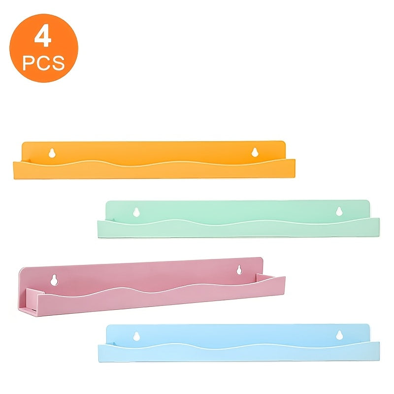2/4pcs Iridescent Acrylic Floating Shelves - Colorful Wall Mounted Storage Rack for Nail Polish, Cosmetics, Sundries - Perfect for Home, Room, Office, Bathroom, for nail Shop Decor with Art Deco Style. Independence Day/Graduation Gift