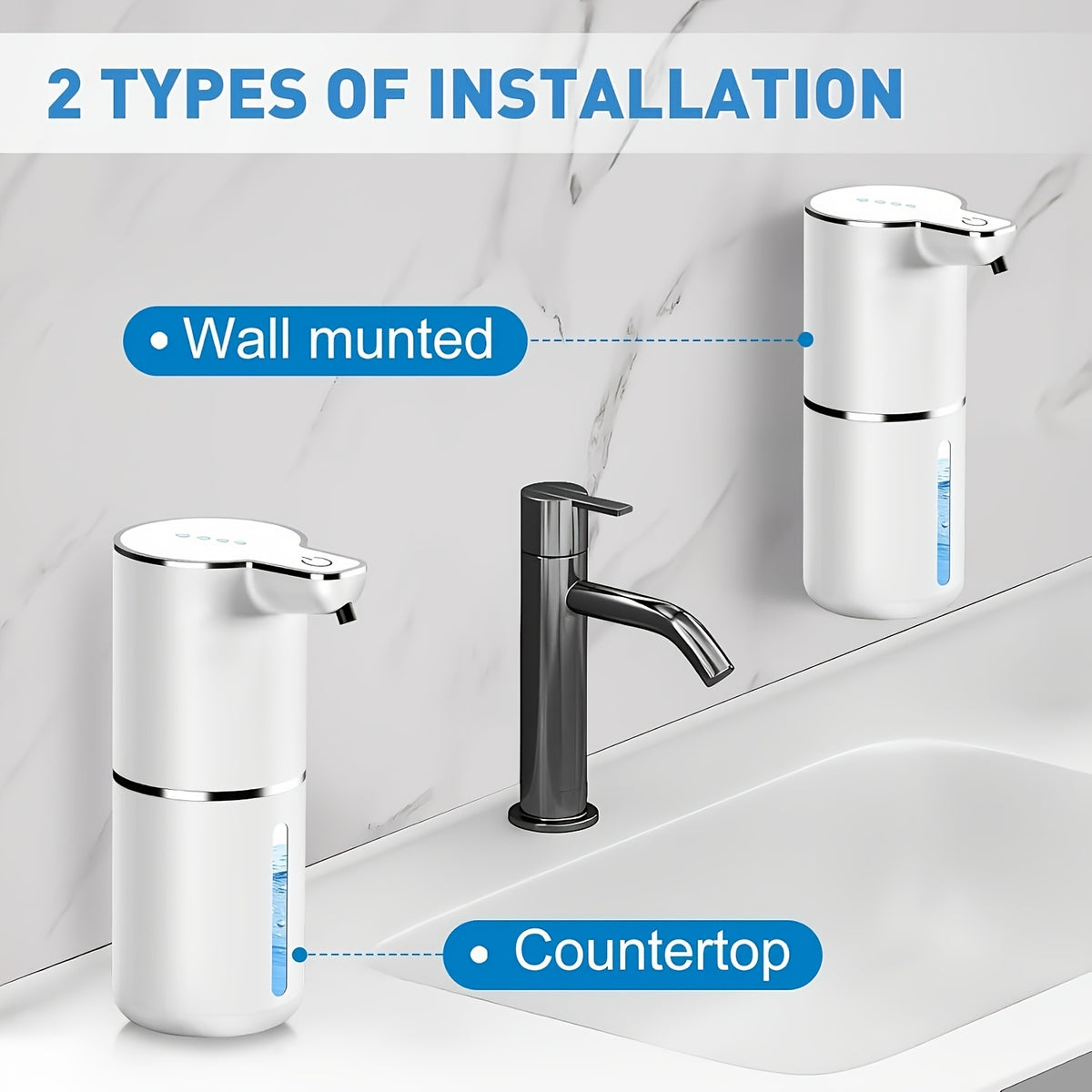 Intelligent Electric Induction Soap Dispenser, Hand Soap Dispenser, Kitchen Sink Soap Dispenser, Foam Soap Dispenser Wall Mounted, Suitable for Families, Hotels, Dormitories, And Other Places