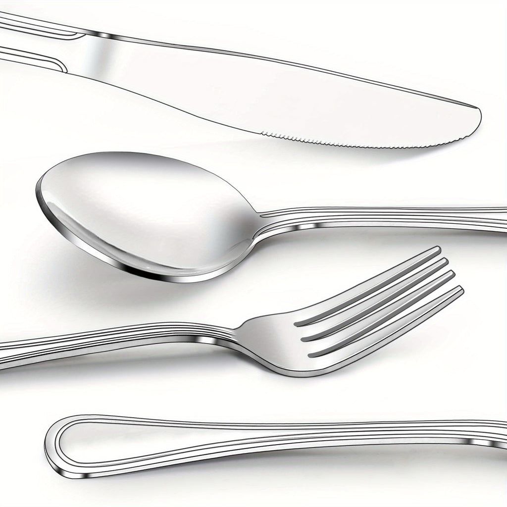 Stainless Steel Flatware Cutlery Set, 20/22/40/60/72pcs for 4/8/12, Silvery/Black/Golden, for Home Kitchen Restaurant Hotel, Affordable Utensils Set, Mirror Polished, Dishwasher Safe, Perfect for Gifts Weddings Outdoor Camping.Local Warehouse