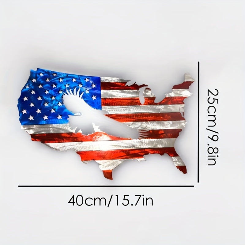 2D Flat, 2D Flat National Flag Metal Wall Art Paired with The Bald Eagle Exudes Grandeur. Ideal Fourth Of July Decor And Gift for Homes, Living Rooms, And Men., 2D Flat