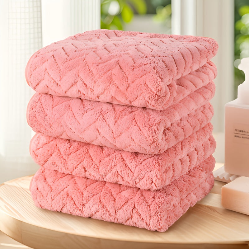 4pcs Hand Towel Set Is Made From Soft, Highly Absorbent Coral Fleece Fabric And Features Quick-drying Technology.ideal for Use At Home, Spas And Hotels, Perfect Gifts for Back to School, Labour Day, Halloween, Thanksgiving, Black Friday, Christmas!