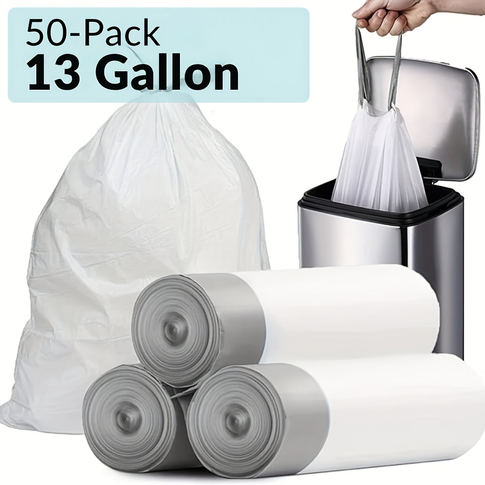 100-Pack Heavy Duty 13 Gal Drawstring Trash Bags - 1mil Leak-Proof Commercial-Grade Garbage Liners for Restaurants, Offices & High-Traffic Areas - Extra Thick Tear-Resistant Design