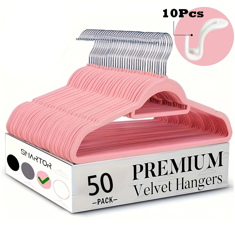 20/50 Pack Heavy-Duty Velvet Hangers, Non-Slip Design with 360° Swivel Hooks & Tie Racks, Essential for Home Organization, Dorm Storage, Prevents Clothes from Slipping, Deforming, Space-Saving Durable Hanging Tool for Wardrobes