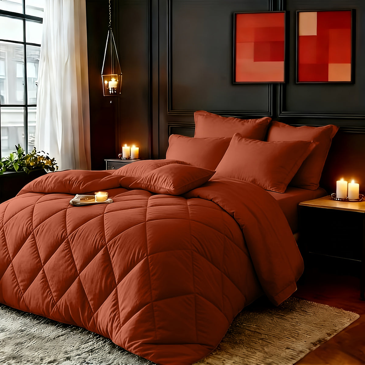 2/3pcs Red/Black Comforter Set Queen King Twin, All Season Comforter, 1Comforter, 1/2Pillowcases, Box Stitch Quilt, Hotel & School Quality Comforter, Home Bedding, Kids Room Decor, Halloween Christmas Holiday Gifts, Random Color