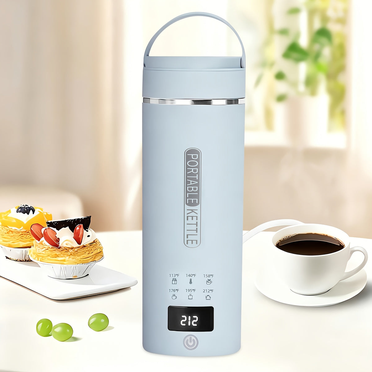 1pc Travel Electric Kettle Portable Small Small Kettle Water Boiler, Water Heater with 6 Temperature Controls, 304 Stainless Steel, Auto Shut-Off And Boil-Dry Protection, BPA-Free, 15.2oz Can Be Applied to Brew Coffee, Brew Flower Tea, Brew Milk