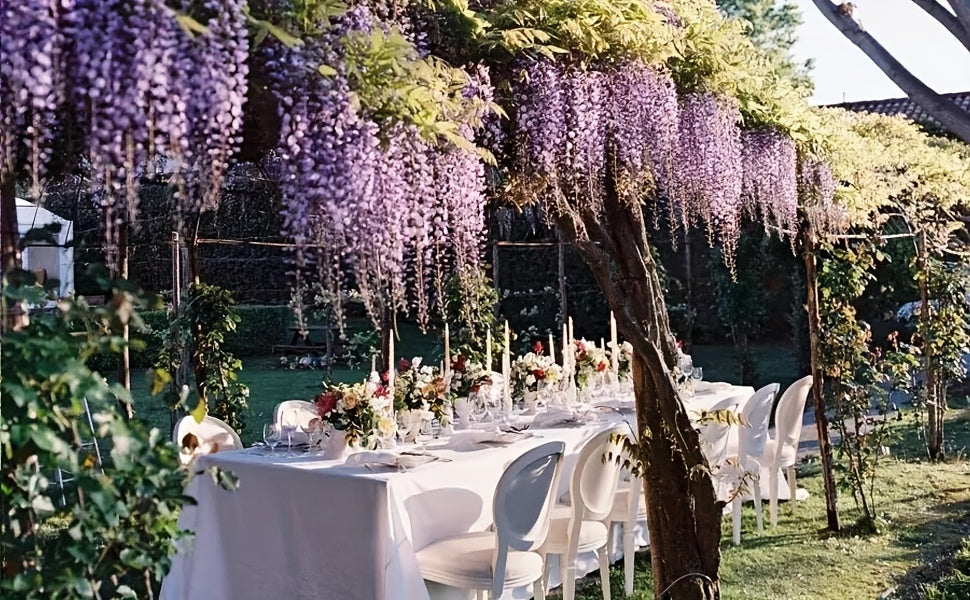 24 Pack (Total 90 Feet) Artificial Fake Wisteria Vine Rattan Hanging Garland Flowers String Home Party Wedding Decor (24, Purple)