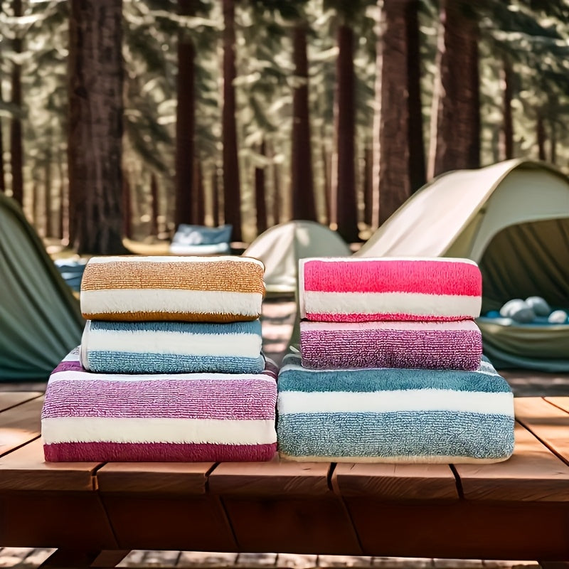 9/15pcs Classic Towel Set, No Hair Loss, Super Absorbent, Super Soft Two-Color Striped Interval Bath Towel Combination, Including 2/5 Large Bath Towels, 2/5 Large Face Towels, 5 Hand Towels, Bathroom Supplies, And Beach Essentials