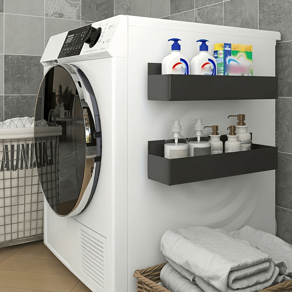2/4 Movable Metal Refrigerator Magnetic Storage Rack, Multi-purpose Kitchen Bathroom Storage Box, Space-saving Multi-functional Organizer, Simple Appearance.
