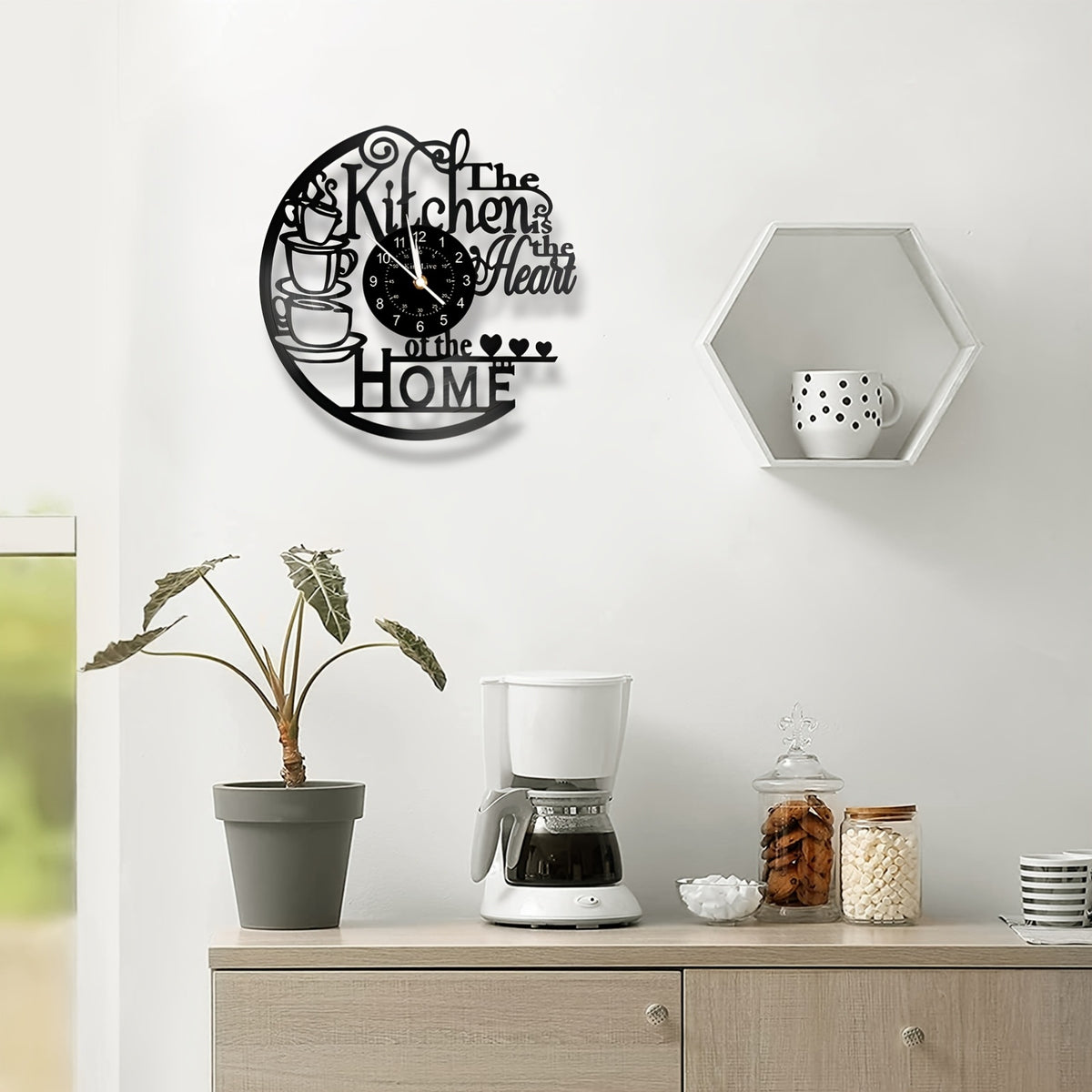 1pc Coffee Vinyl Record Wall Clock, Wall Decoration Art Decoration, Coffee Cup Design Wall Clock - Coffee Clock Silent Home Decoration, Living Room Bedroom Kitchen Bathroom, Christmas Gift/New Year Gift, Special Surprise
