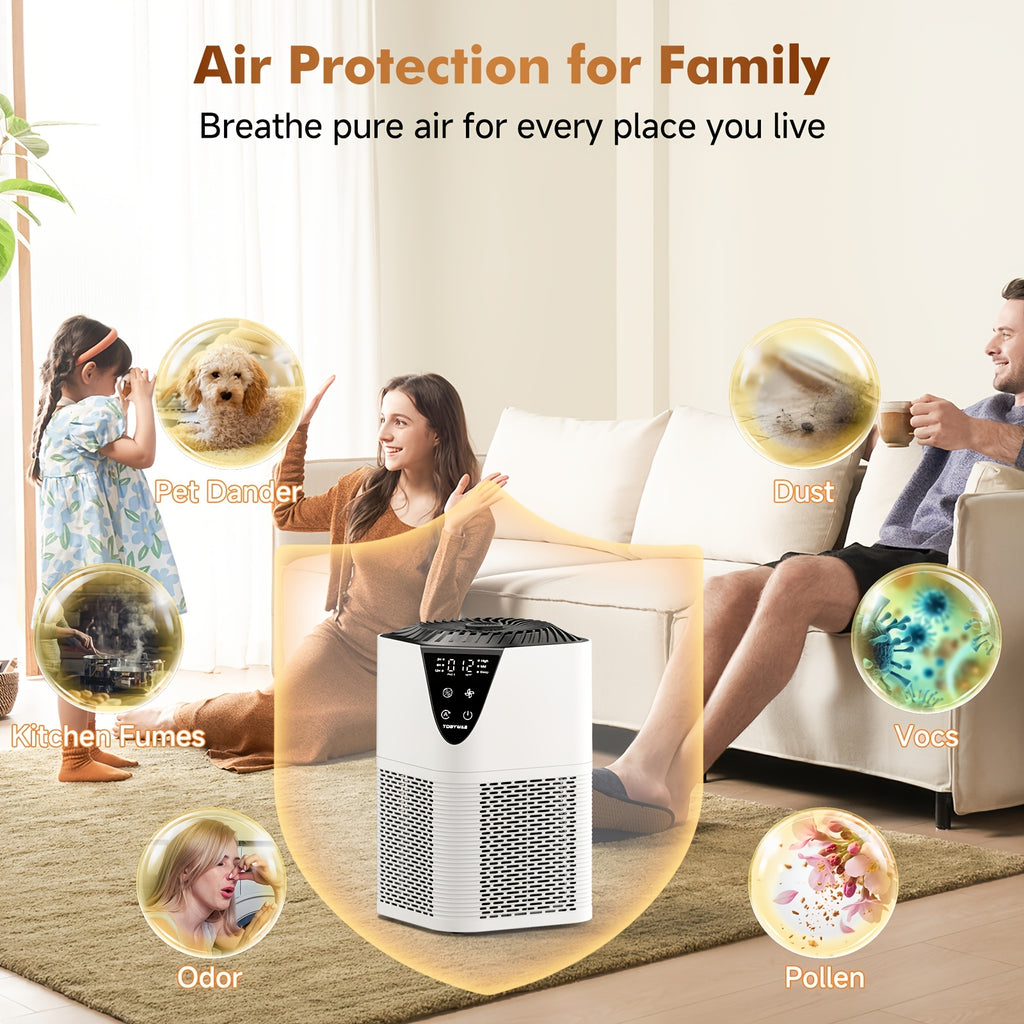 H13 HEPA Air Purifier with PM2.5 Display, Compact Home Air Cleaner with Sleep Mode, 3 Fan Speeds, Timer and Aroma Pad for Bedroom and Office