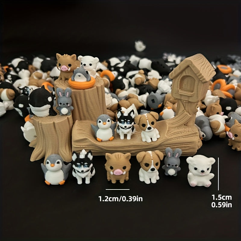 30/50/100/150pcs Multi-color Printing 6 Mini Animal 3D Printed Statue Ornaments for Home Decoration, Colorful And Exquisite Decorations, Suitable for Fairy Gardens, Landscapes, No Batteries Required, PLA Material, Christmas Styles Are Random.