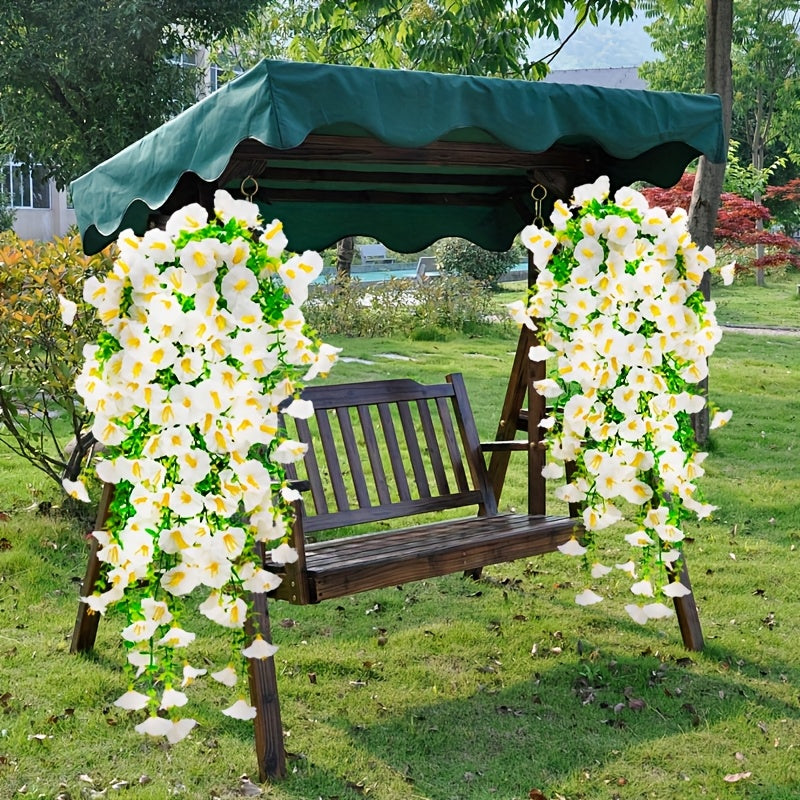 4 Bundles Artificial Flowers, Outdoors Decoration, Hanging Morning Glory, Colorful Outdoor Artificial Flowers UV Resistant Fake Flowers Greenery Shrubs Plants for Front Porch Window Box Hanging Garden Home, for Thanksgiving, Christmas, Mother'S Day