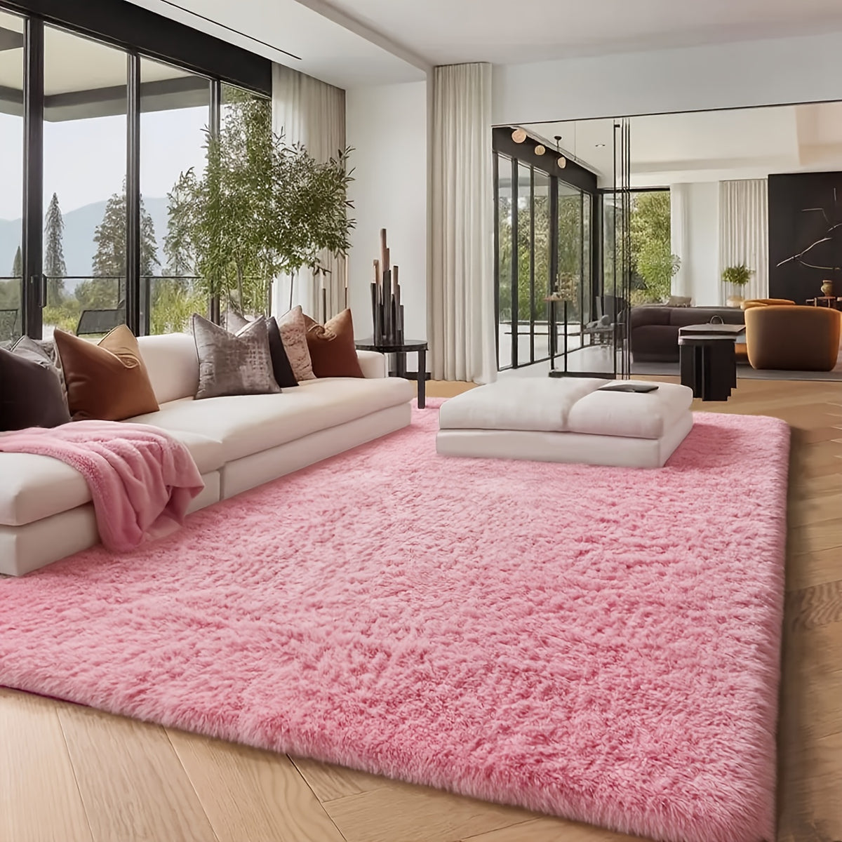 Extra Large Fluffy Shaggy Rug Suitable for Living Room Bedroom Carpet - Plush Soft Modern with Shag Carpet, Machine Washable Black Fuzzy Rug Suitable for Playroom,, Cozy Indoor Decor for Christmas Gift