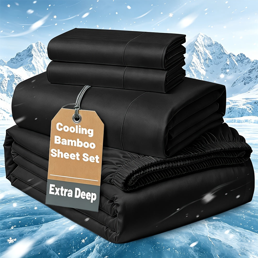 SASTTIE 2400TC Extra Deep Bamboo Cooling Bedding, Breathable & Cooling Hotel Luxury Bed Sheets Set For Child, Easy & Secure Fit - Soft, Wrinkle Free & Comfy Kids Sheet With 15" Deep Pocket, Ultra-Soft & Machine Washable Bedding, Kids Room Decor