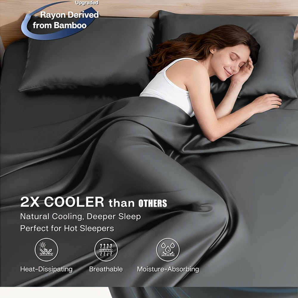 6pcs Cooling Bed Sheets Sets Queen Size - Ultra Soft & Luxuriously Cooling For Hot Sleepers, 17" Deep Pocket, Double Stitching, Christmas Decorations Perfect For Christmas Gift - Queen Bed Sheets