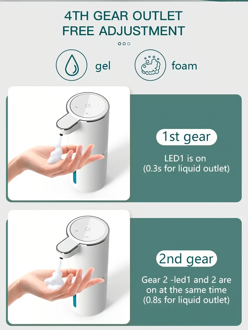 Smart Sensor Soap Dispenser | Automatic No-Touch Liquid Release, 13.53oz Capacity, Four-Level Adjustable Flow Rate, Electric Power Display, Freely Replaceable Fluid, USB Quick Charging, Wall Mount, Nickel