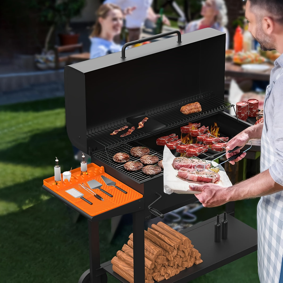Blackstone Silicone Griddle Tools - Spatula Mat with Drip Pad, Grill Utensil Holder, Side Shelf Mat for Kitchen, Cooking, Countertop, Griddle Additions