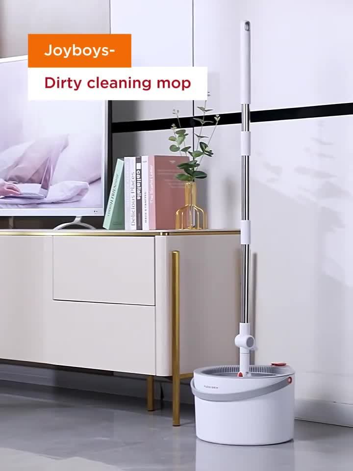 Clean and Dirty Water Separation Mop and Bucket Set, Hands-Free Washing System with Rotating Head Options for Wet and Dry Household Floor Cleaning