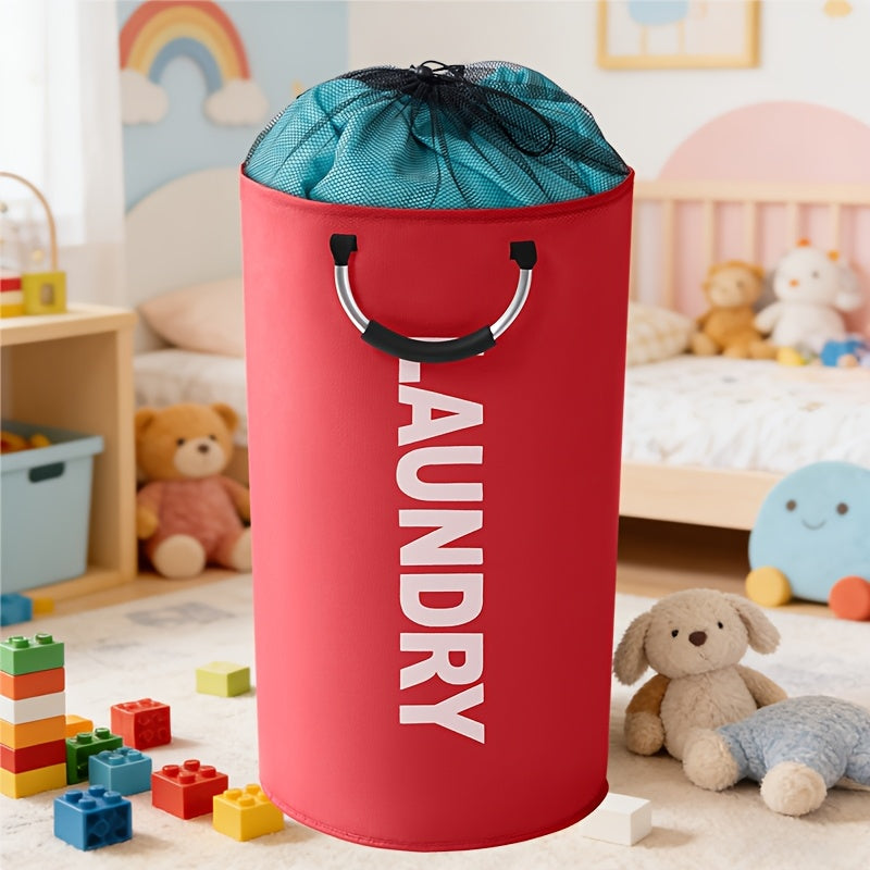 1pc/2pcs 25.1gal Large Capacity Foldable Laundry Basket (New Drawstring Design) - A Foldable Fabric Clothing Storage Basket Suitable for Multiple Scenarios, Suitable for Bathrooms, Rooms, Outdoors, Dormitories, Multi-Functional Laundry Basket