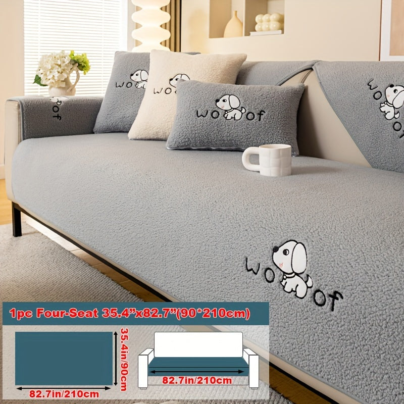 1pc Sherpa Couch Protector, Enhanced Sofa Cover, Suitable for Pets, a Favorite Among Pets, Thick Plush Sofa Shield, Non-Slip Plush Sofa Cover, Furniture Protection Cover, Home Decor for Bedroom, Office, And Living Room