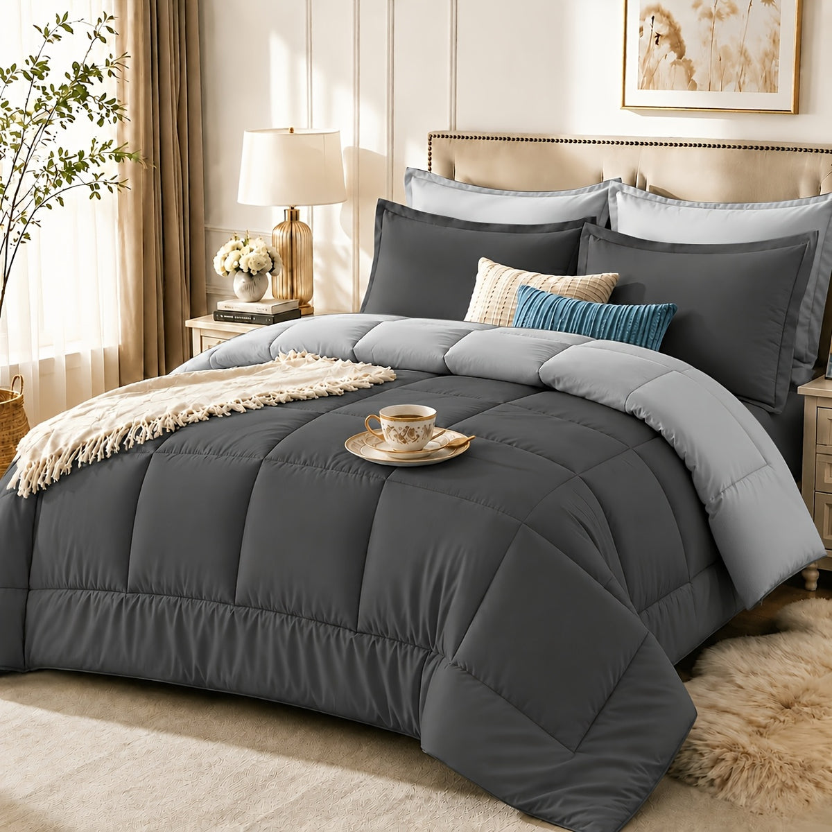 2/3pcs Summer Comforter-Double-Sided Tech Fabric, Large & Extra-Large Bed Bedding Sets, Lightweight Comforter-Soft Breathable For Hot Sleepers&Night Sweats-Elegant Bedroom For Couples & Solo Users, 1Comforter, 1/2Pillowcase, Random Color