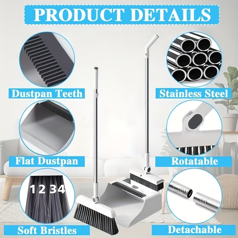 2-In-1/3-In-1/4-In-1 Broom with Dustpan Combo Set, Non-Stick Hair Cleaning for Hard Floors, Long Handle Sweeping for Living Room, Bedroom, Bathroom, Durable, Easy Storage, Rotatable, Foldable, Efficient Cleaning, Flexible Design, Fast Dust Removal