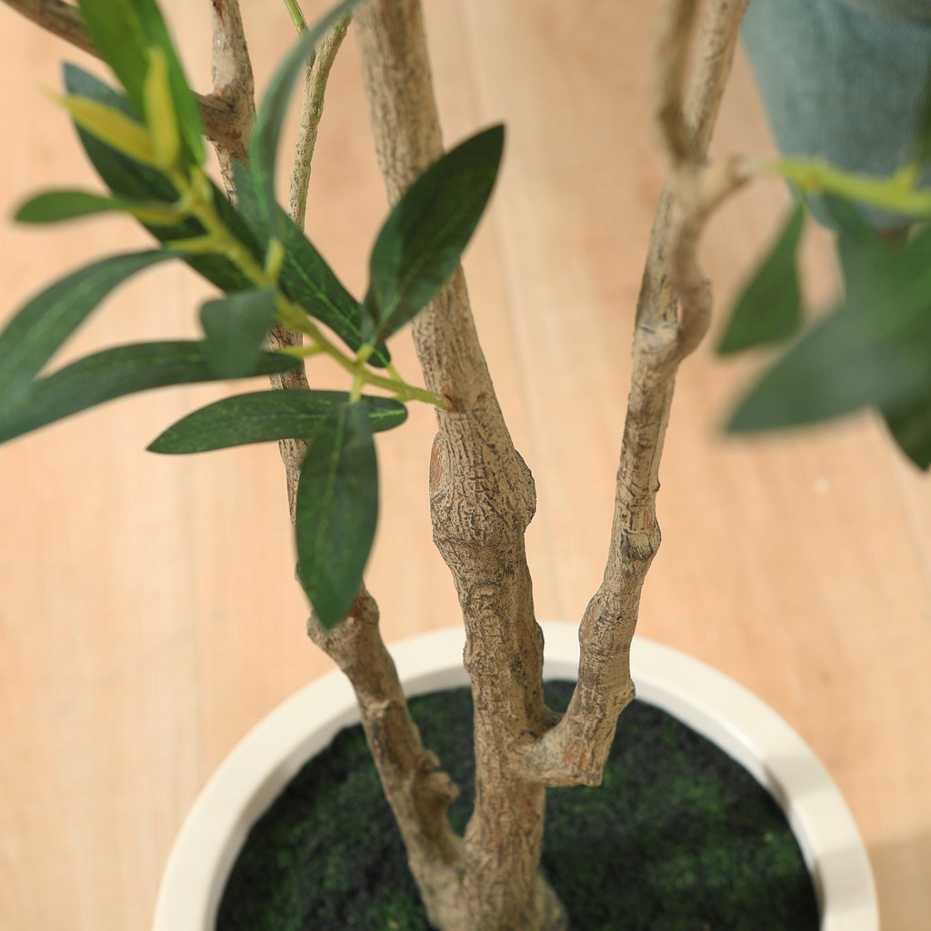 Faux Olive Tree Featuring a Spacious White Pot - Multi-Trunk Tall Olive Plant with 5/7/9 Lifelike Branches, 450/630/810 Leaves, And 20/28/36 Fruits - Ideal for Indoor And Outdoor Decoration, Living Room, Home, Office, And Holiday Events