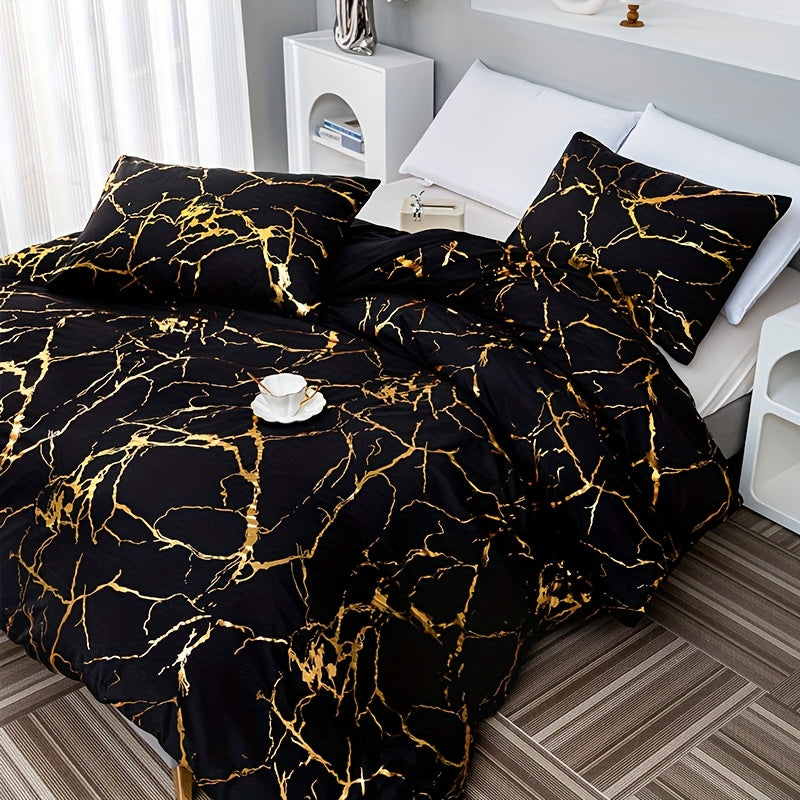 3pcs High-Grade Super Soft Breathable Bronzing Texture Duvet Cover Set (1 Duvet Cover+2 Pillowcases Without Pillow Core), at Home Dormitory All-Season