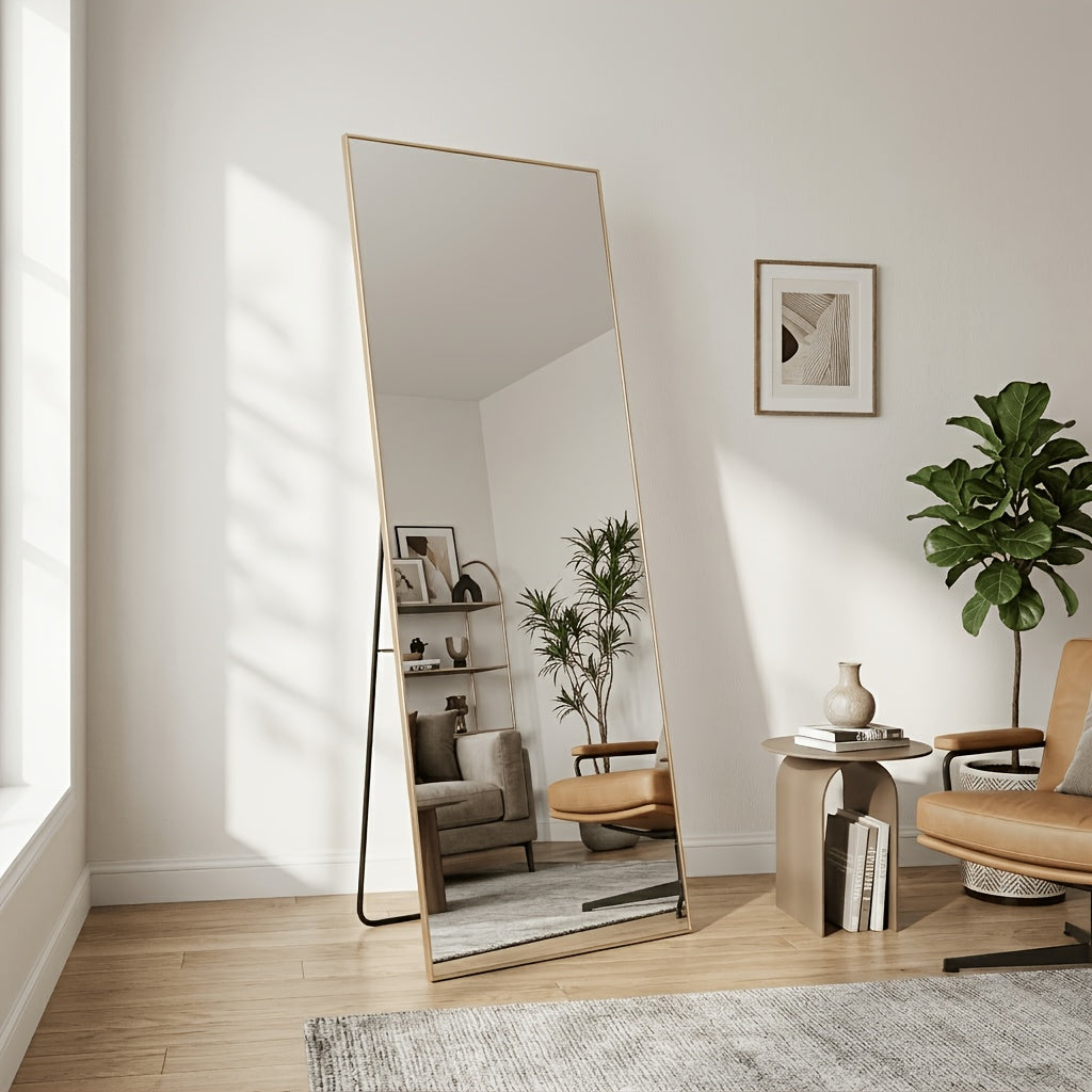 Full Length Floor Mirror, Shatterproof Tempered Glass & Metal Frame, Free Standing or Leaning Dressing Mirror, Circle Vanity Mirrors in Various Sizes Suitable for Home Decor, Bathroom Bedroom Living Room Entryway, Hanging or Leaning