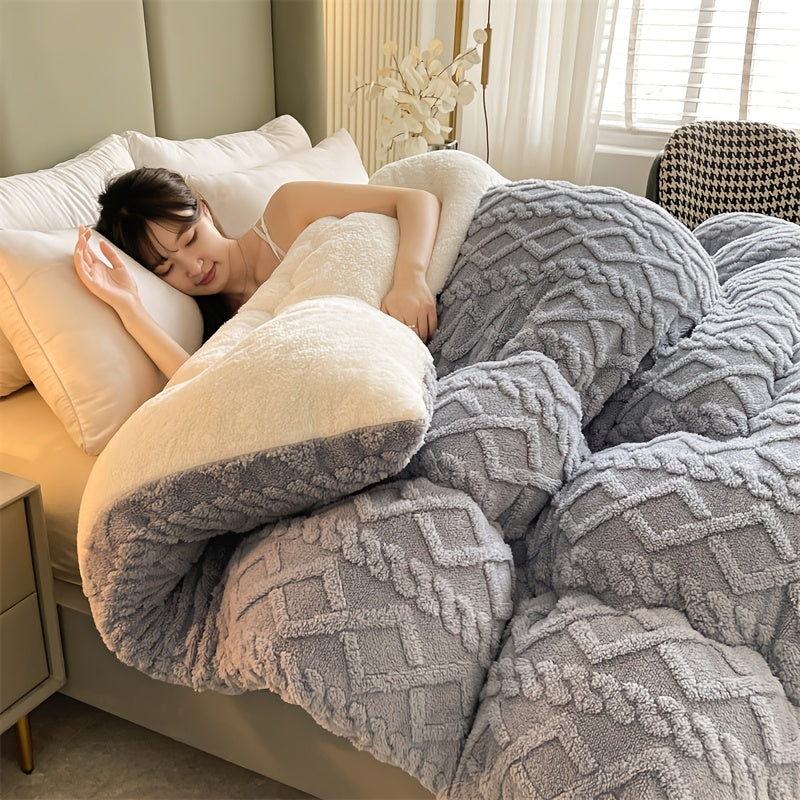 , A Piece Of High-quality Thickened Velvet Blanket, Soft100% Superfine Fiber Filling, Light Beige Soft Polyester Fabric, Suitable For Bedrooms And Hotel Rooms(Pillowcases Are Not Included), Winter Warmth Blanket, Soft And Thick Blanket