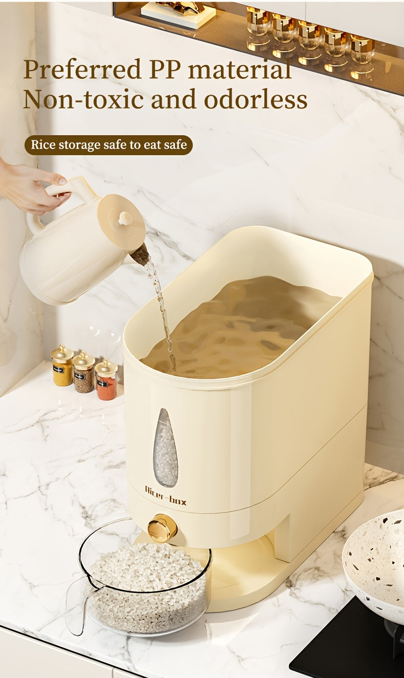 11/22 Pound Large Capacity Press Type Measuring Cup Rice Dispenser | Large Capacity Moisture-proof Sealed Rice Storage Box | Moisture-proof And Insect Proof Design for Rice, Coffee Beans, Legumes, Flour, And Pet Food | Kitchen Utensil Cabinet
