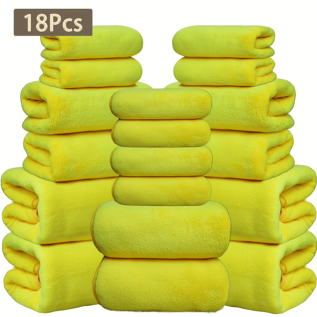 18pcs Coral Velvet Towel Bath Towel Set, 4 Bath Towels, 4 Towels, 10 Square Towels, Suitable for Hotel, Home, Travel, Spa