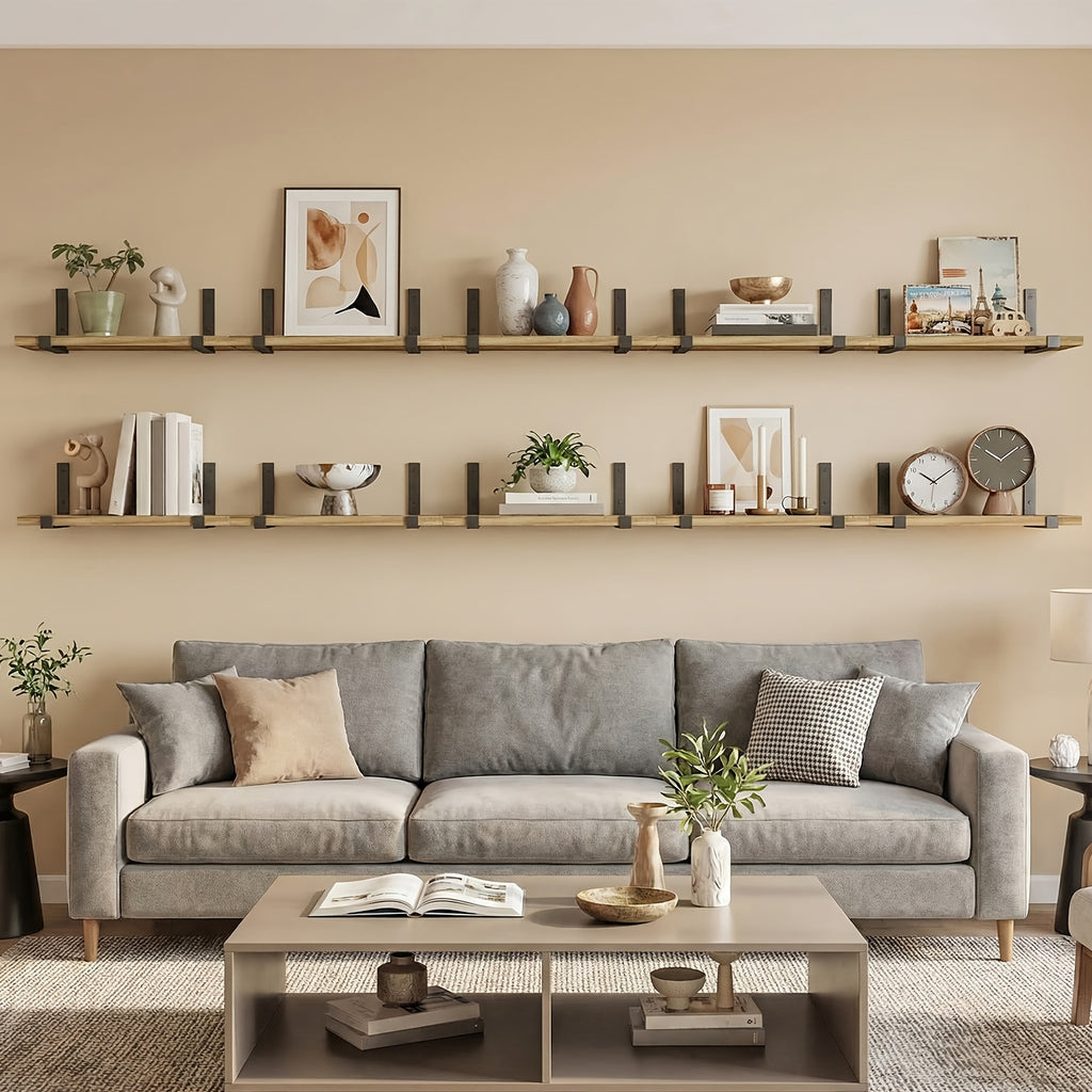 Floating Shelves 10-Piece Set, 15.8 x 5.9 Inch Wall Display Shelves for Books, Small Plants, Photos and Collectibles in Bedroom, Kitchen and Living Room
