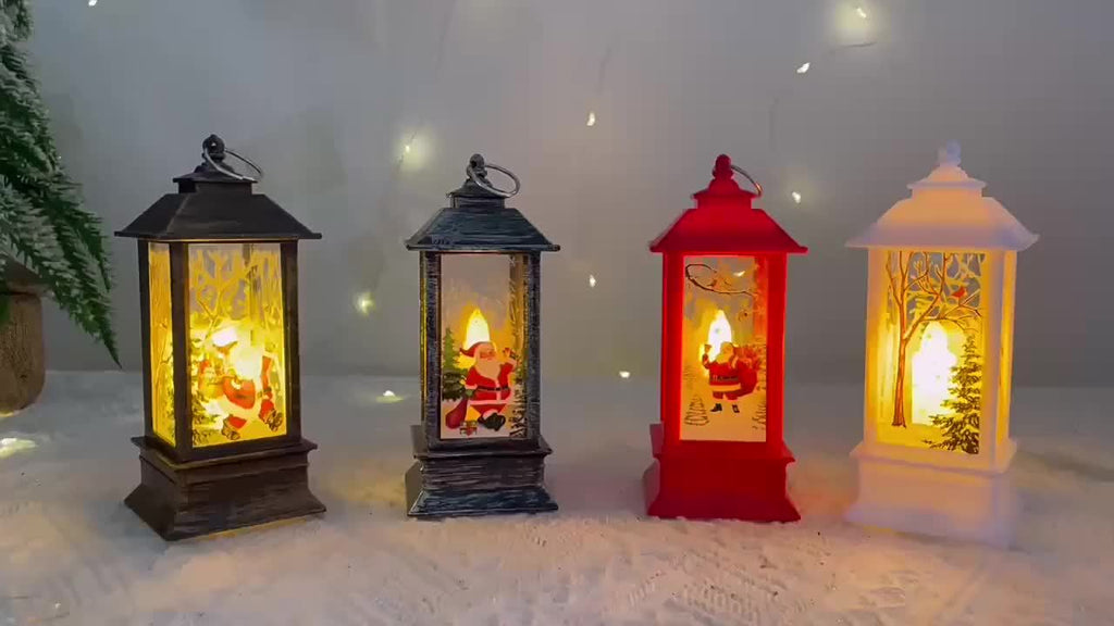 4pcs Set of Festive Christmas Mini Lanterns with Candle Effect Fairy Tale Creators-Santa Claus, Snowman, Reindeer, And Angel, Indoor Decoration, Dry Cell Battery Powered, The Perfect Choice for Festive Home Decoration And Christmas Decorations