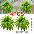 Artificial Boston Fern Plants, 4-Piece Large Plastic Hanging Greenery for Home, Hotel and Outdoor Decor, Realistic Foliage with No Containers