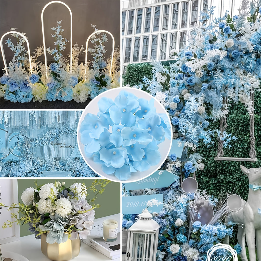 72pcs Hydrangea Artificial Flowers Hydrangea Flowers Artificial Flower Heads with Stems for Home Wedding Party Decorations