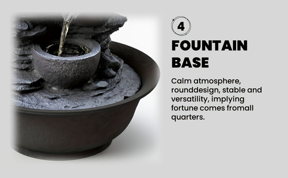 1pc Resin Tabletop Fountain, Indoor Waterfall Fountains with LED Light - Plug, Realistic Rock Design for Soothing Ambiance in Bedrooms, Living Rooms, Offices Or Meditation Spaces