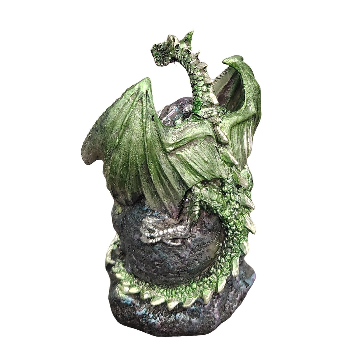 4" H Dragon Guarding Faux Crystal Cave Figurine Statue Home/Room Decor and Perfect Gift Ideas for House Warming, Holidays and Birthdays Great Collectible Addition