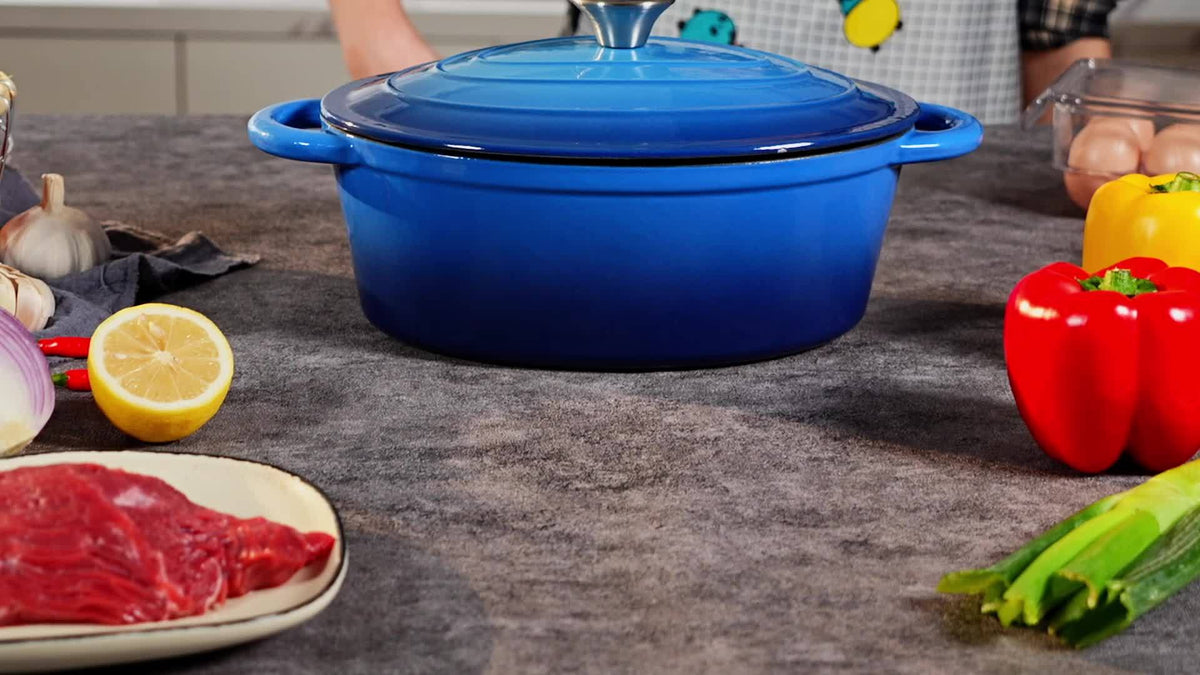 4.5QT Enameled Dutch Oven Pot With Lid, Cast Iron Dutch Oven With Dual Handles For Bread Baking, Cooking, Non-stick Enamel Coated Cookware
