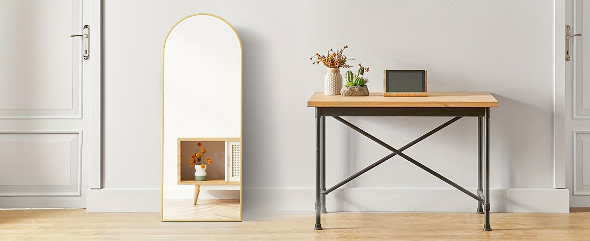 Arched Full Length Mirror, Full Body Free Standing Leaning Mirror Hanging Mounted Mirror Modern Simple Tall Home Decor for Living Room Bedroom Cloakroom