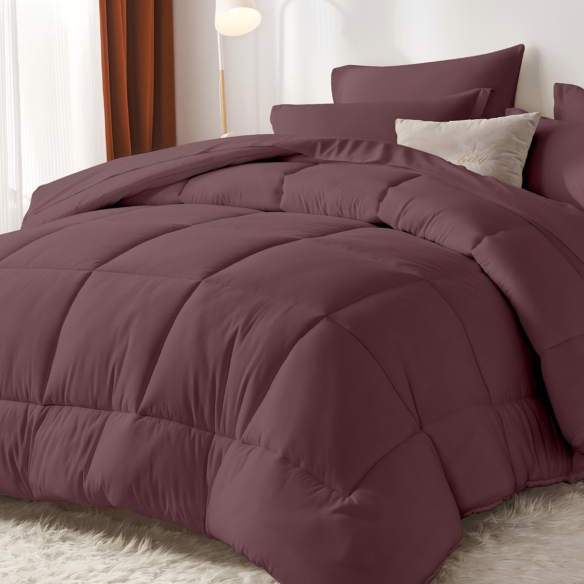 5/7pcs Luxurious Checkered Comforter Sets Queen-Breathable Comforter-Ultra-Soft Fluffy Fiber Filling, Warmth For All Seasons-Bed In A Bag With Comforter, Flat Sheet, Fitted Sheet, Pillowcases, And Pillowshams, Thick Comforter Set, Family Gift Set