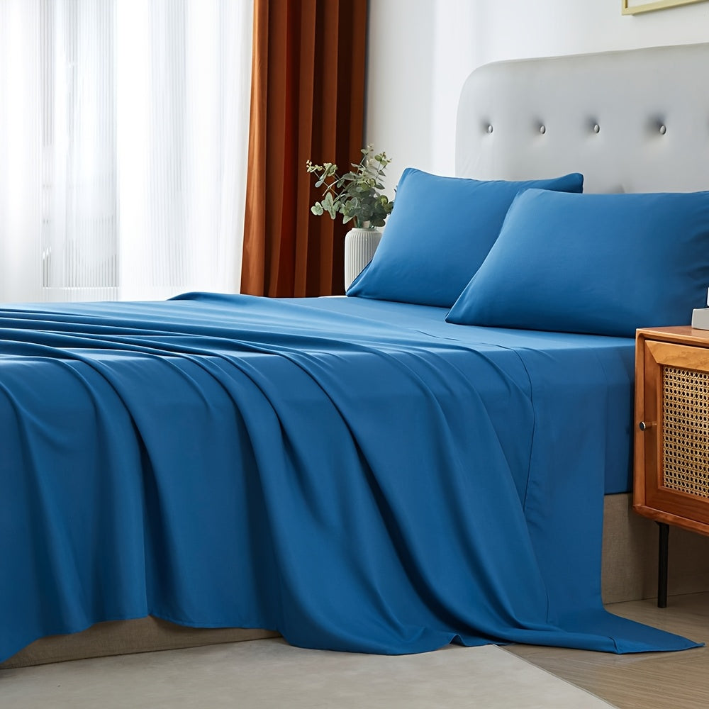 3/4pcs Ultra-Soft Microfiber Queen Size Cool Sheet Set - Hypoallergenic, Breathable with (14" - 17") Deep Pocket, Shrink & Fade Resistant - Includes Flat Sheet, Fitted Sheet, And 1/2 Pillowcases - Ideal for Queen & King Sizes - Gifts, Random Color